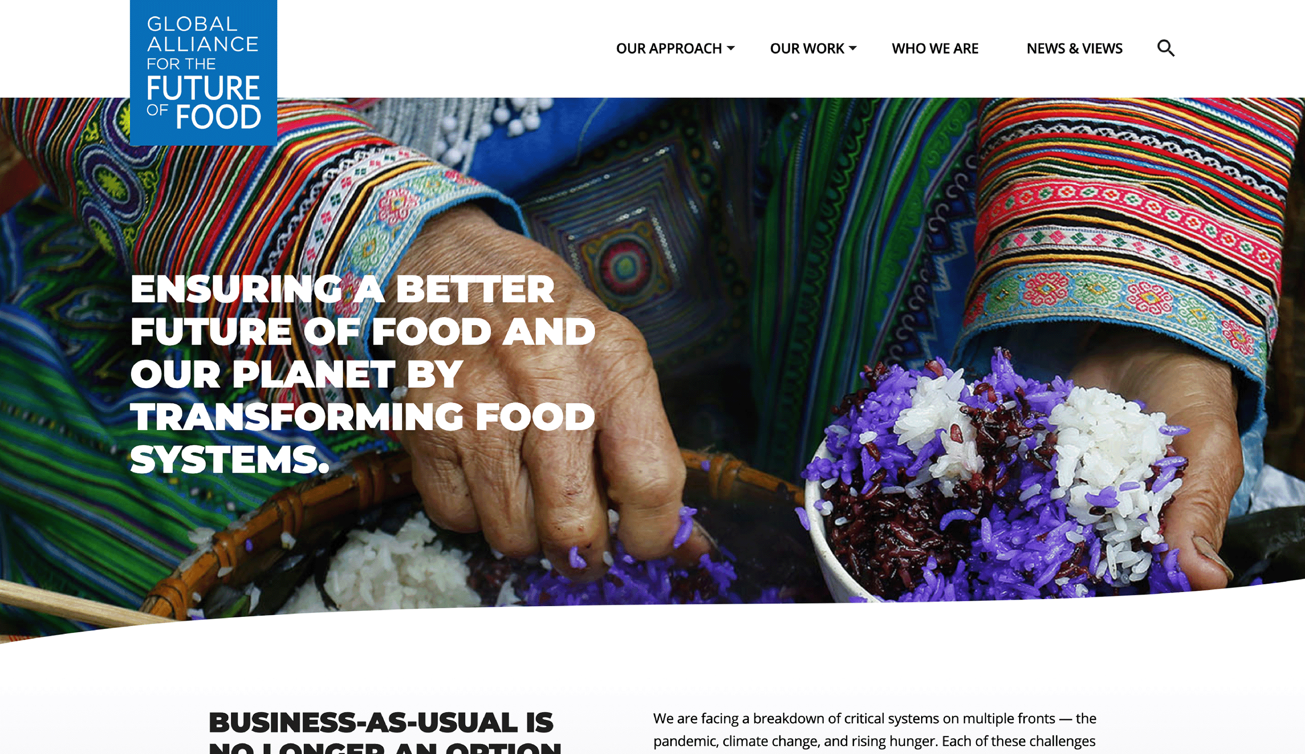 screenshot of Future of Food website
