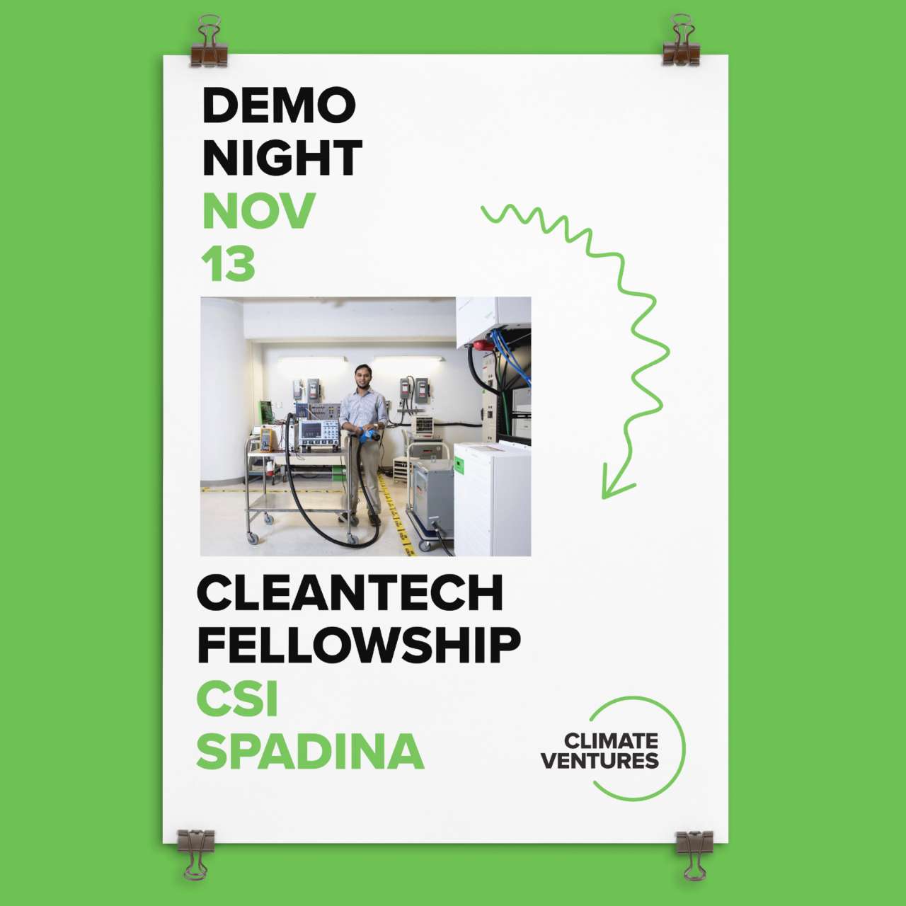 A poster for Climate Ventures demo night