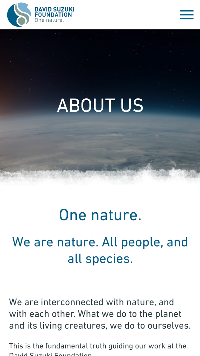 David Suzuki Foundation About Us page