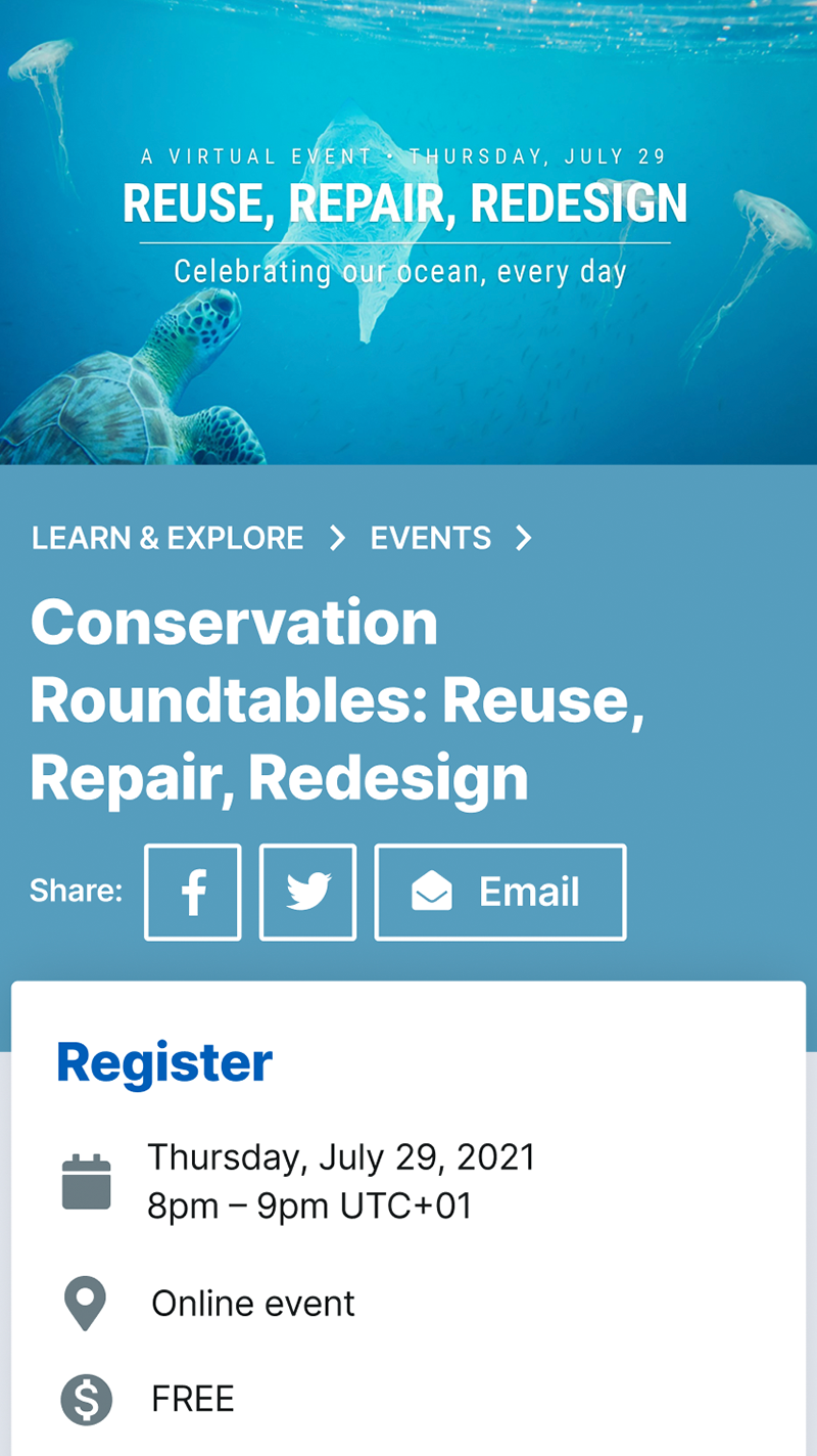 An Ocean Wise website page