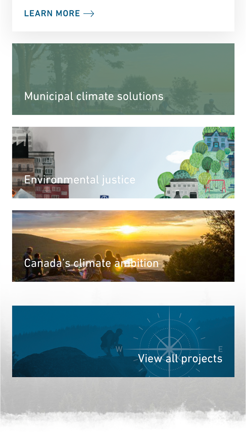 David Suzuki Foundation webpage menu