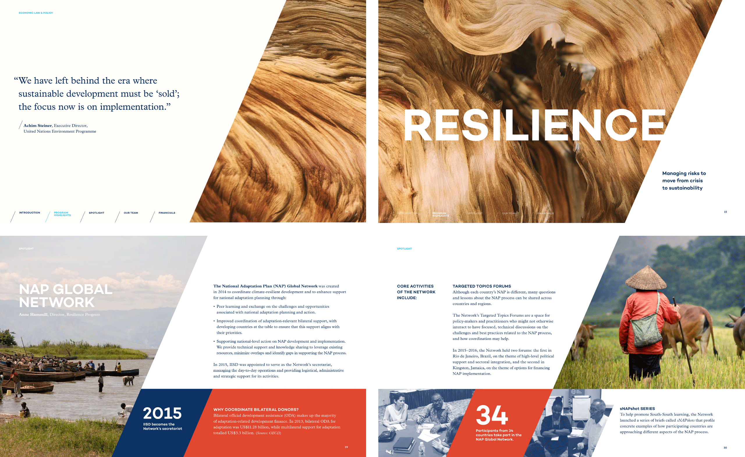 Screenshot of 4 pages from an annual report