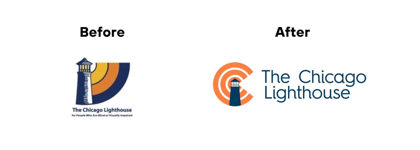 The Chicago Lighthouse organization logos before and after comparison
