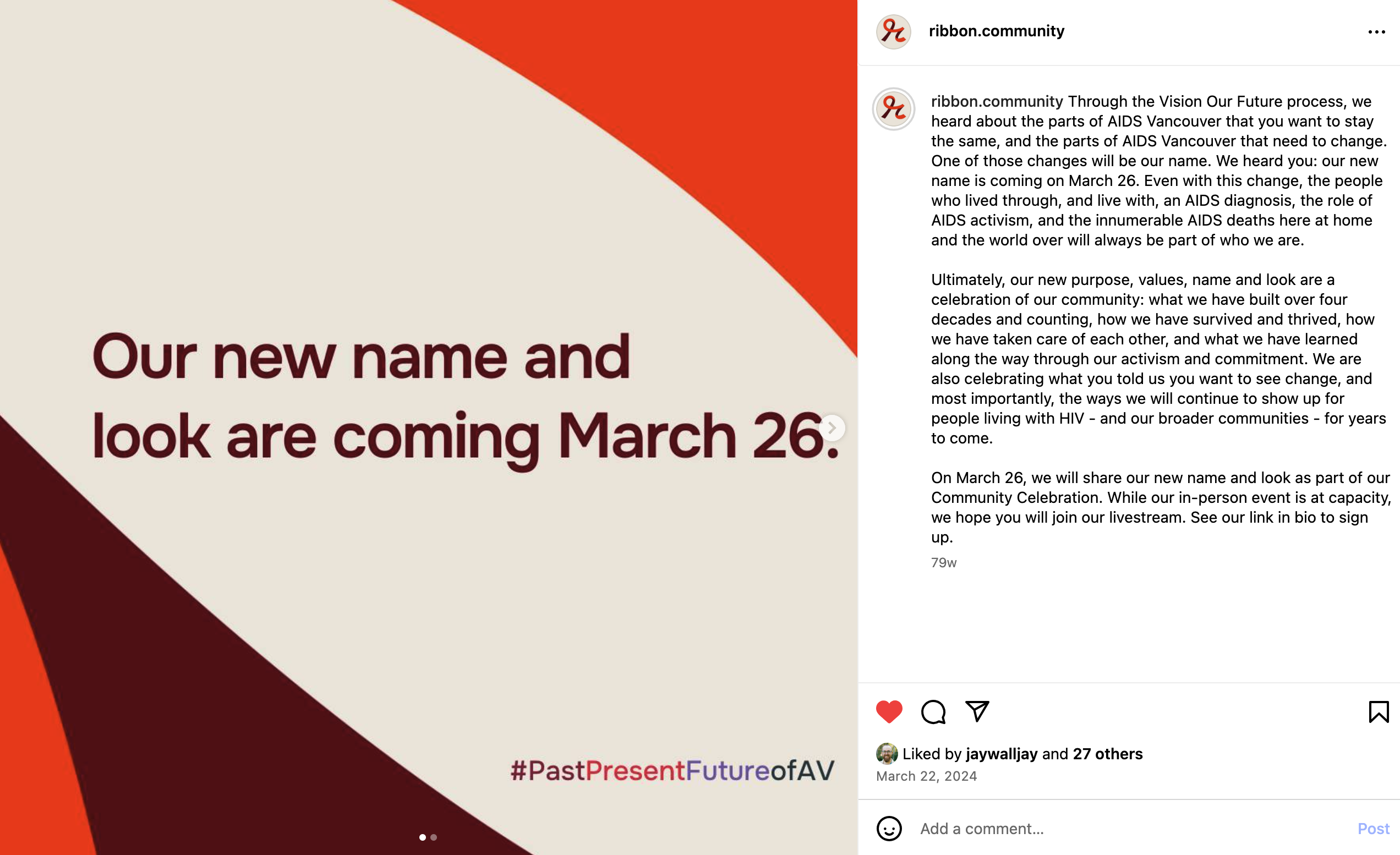 Ribbon Community instagram post